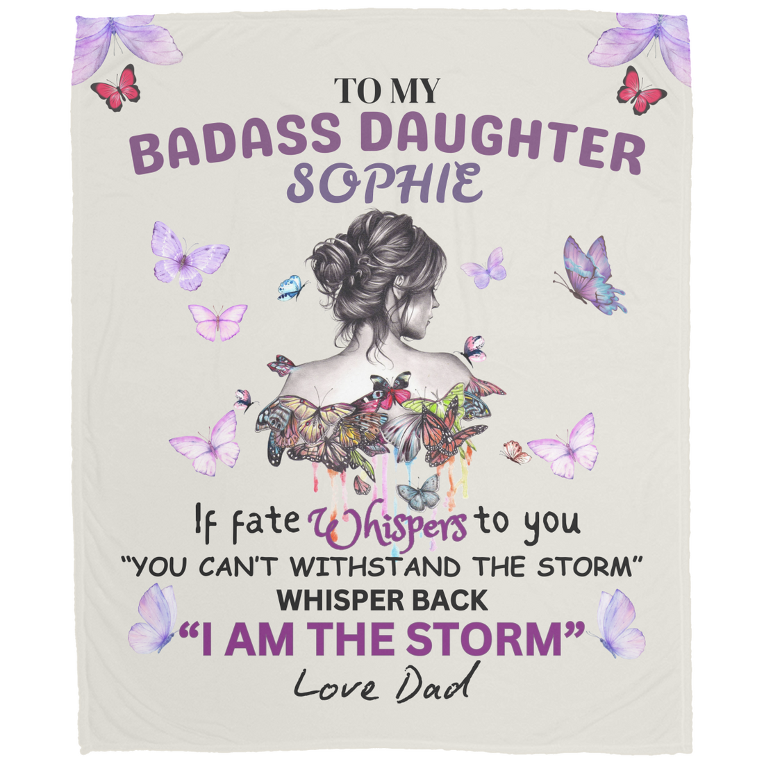 Personalized To My Daughter " I AM THE STORM" Plush Fleece/Sherpa Blanket