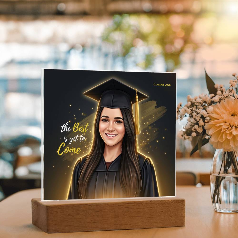Custom Graduation Photo Plaque, Personalized Grad Gift 2026, LED Acrylic Plaque, Daughter Graduation Gift, Floral or Gold Style Keepsake
