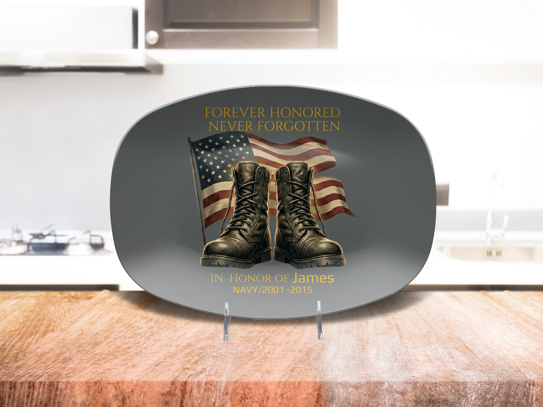 Personalized Veteran Platter – Custom Military Tribute Gift for Father’s Day – Honoring All Who Served – Gift for Dad, Veteran, Husband