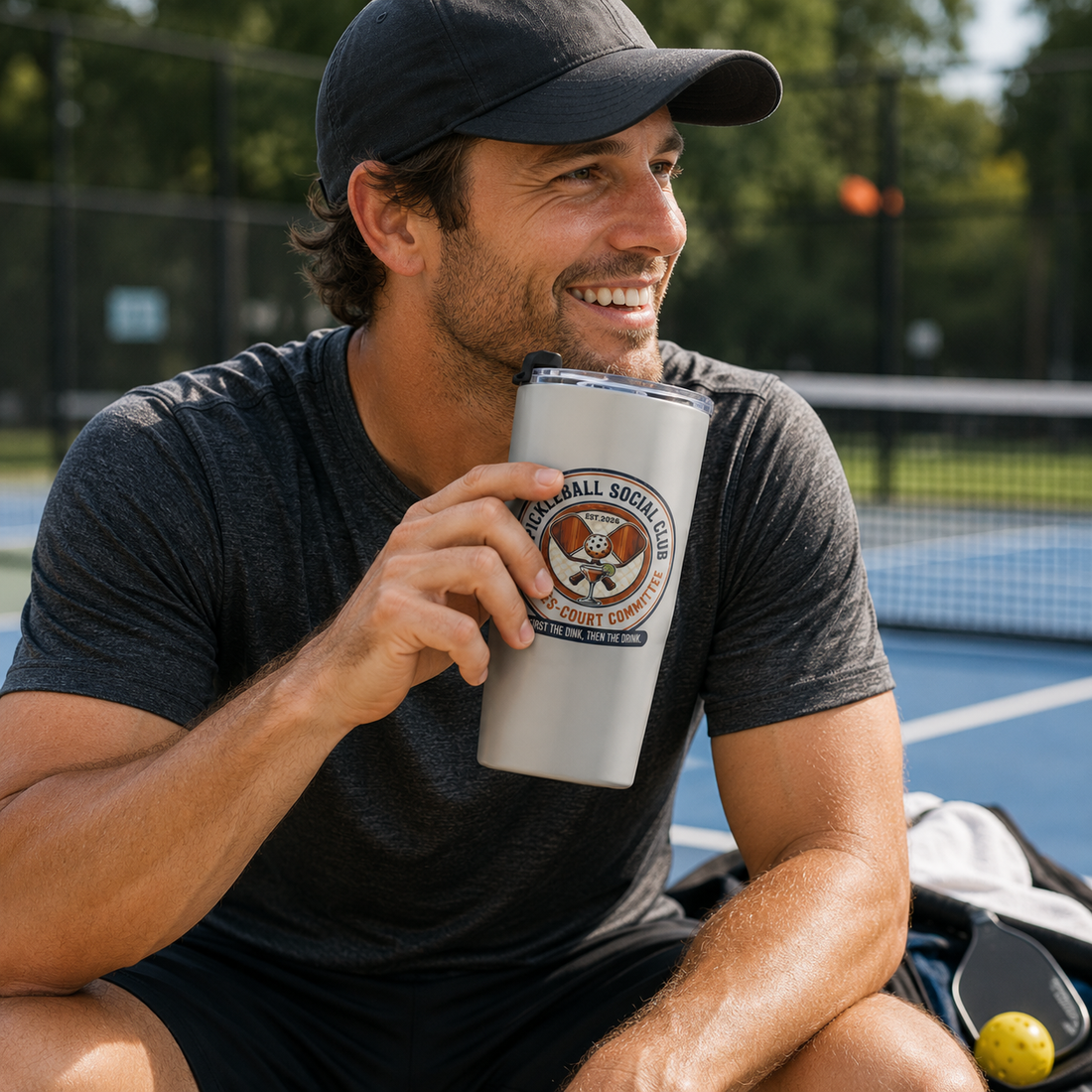 Pickleball Social Club Tumbler | First the Dink Then the Drink | Pickleball Gift for Players | 20oz Insulated Travel Mug | Matching Pickleball Shirt Available