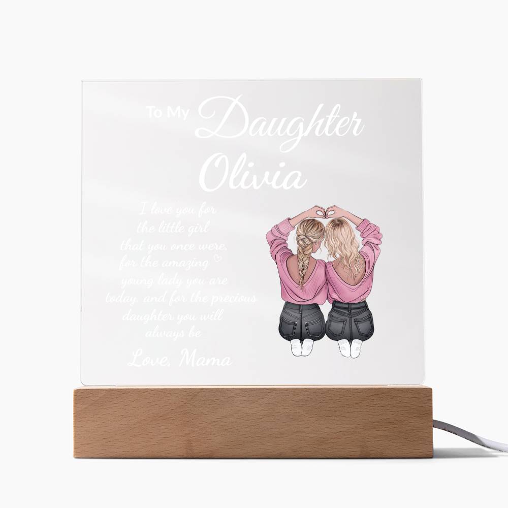Personalized Gift for Daughter, Mother and Daughter Art, Sentimental Present Acrylic LED Nite Light