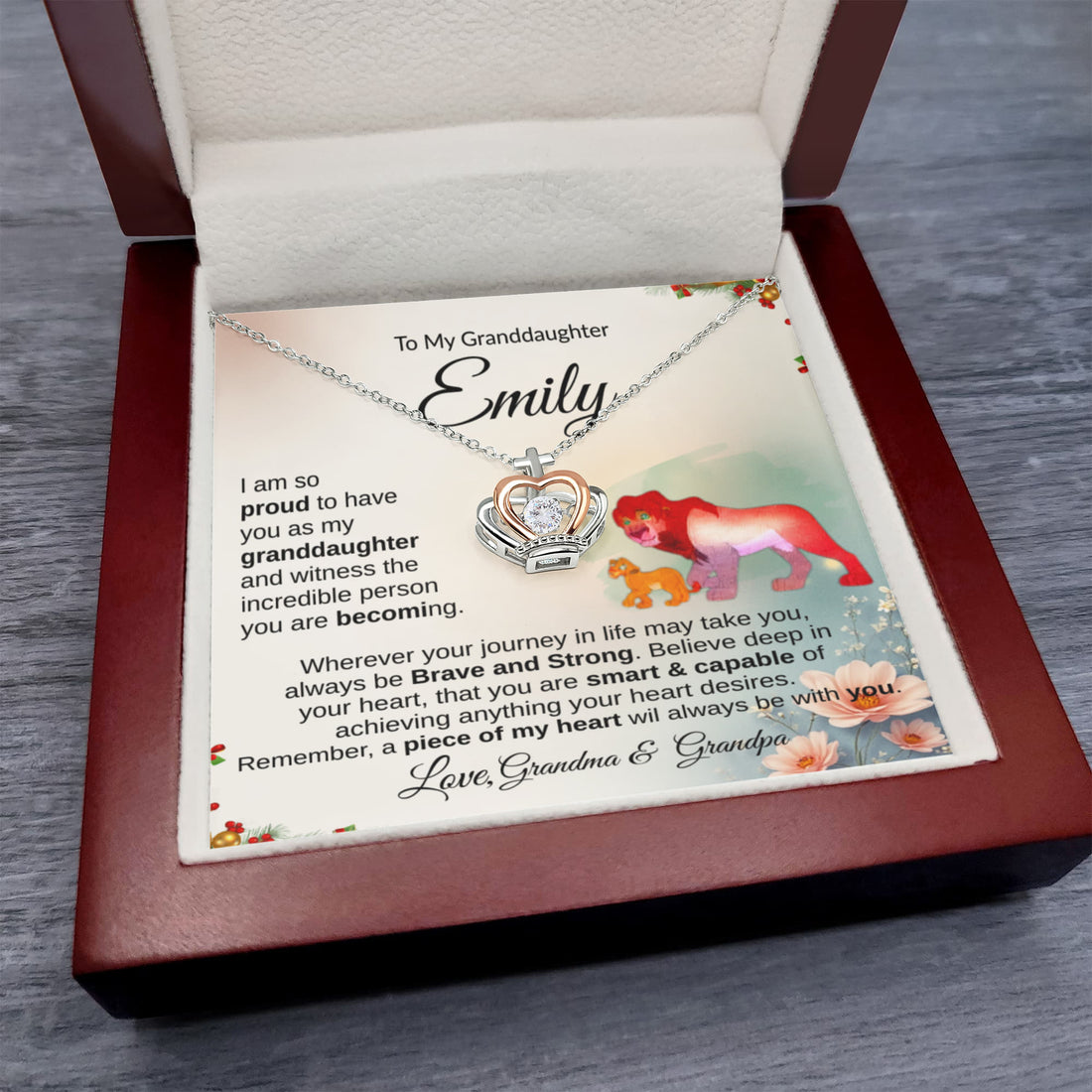 Crown Pendant Necklace Gift, Sterling Silver Rose Gold Jewelry, Granddaughter Gift Necklace