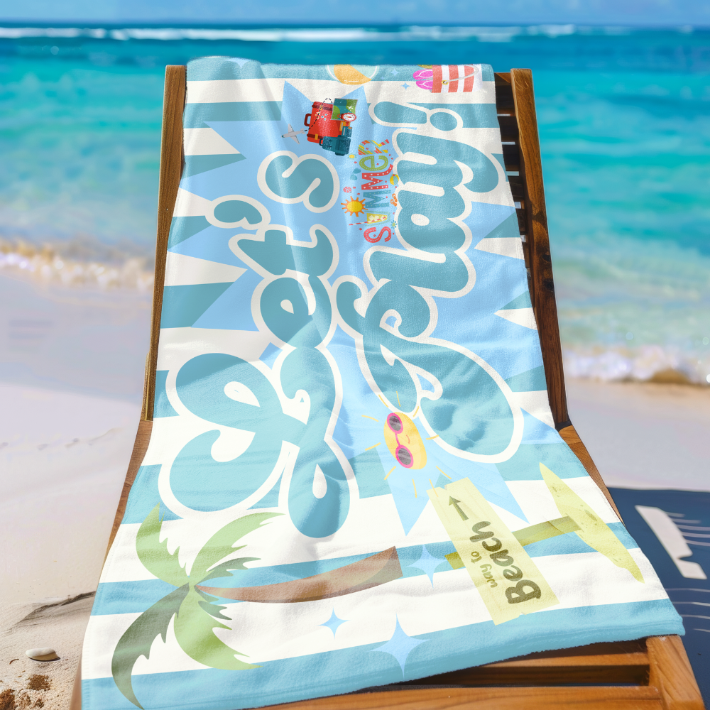 Retro Let's Play Summer Fun Beach Towel