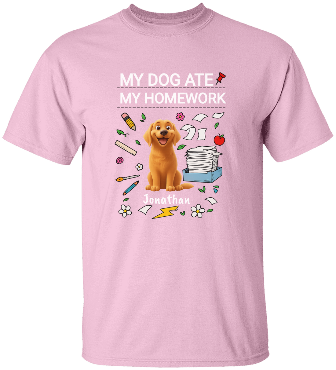 Personalized Kids Cotton Tee with Funny Dog Design