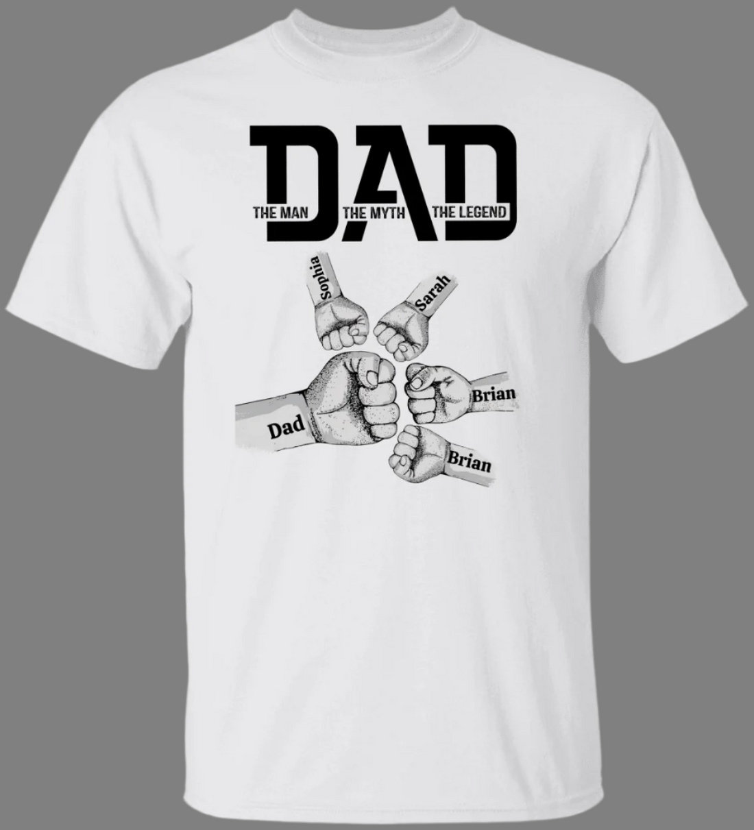Personalized Fist Bump Dad "the man, the myth, the legend" T-Shirt