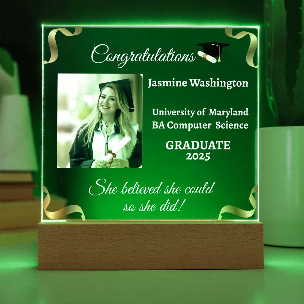 Personalized Graduation Photo Acrylic Square Nite Light! Class of 2025!