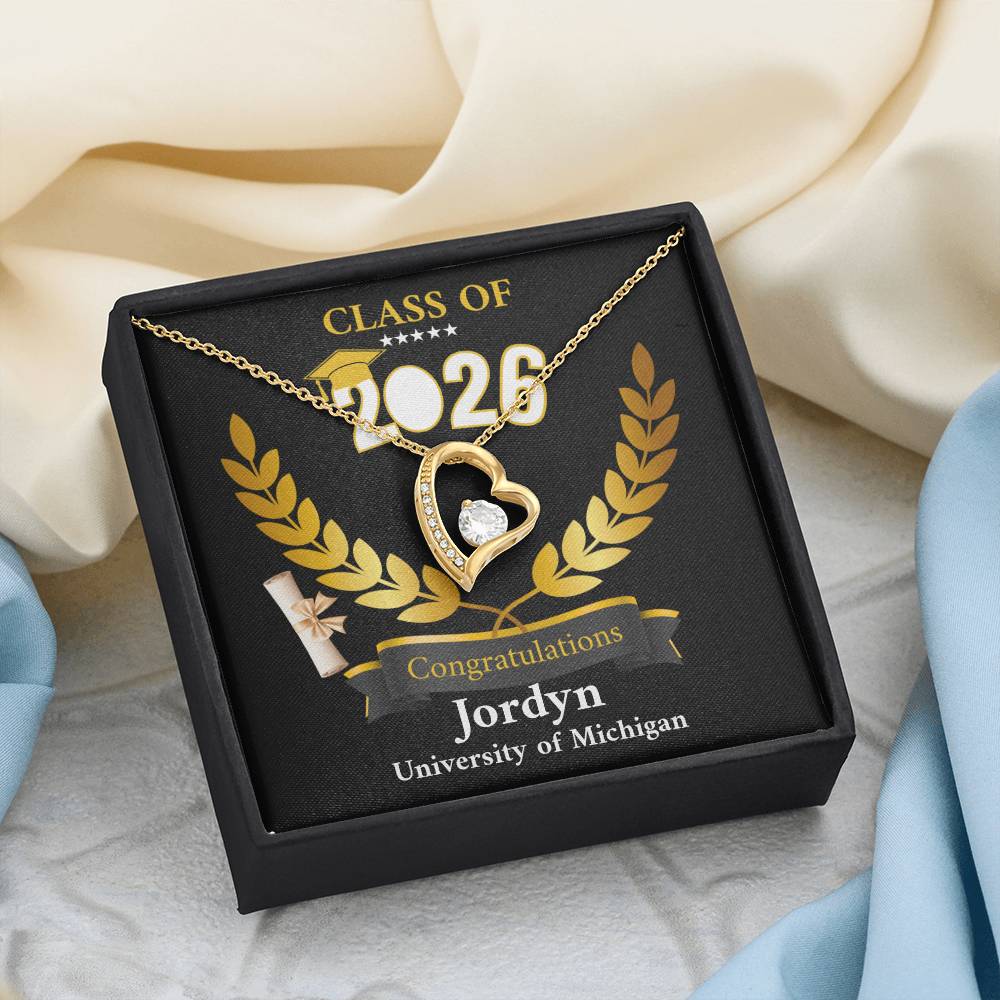 Personalized Graduation Necklace Gift for Her, Class of 2026 Senior Gift, Congrats Graduate Keepsake Necklace