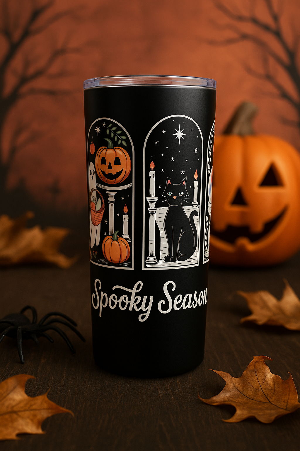 Spooky Season Ghost and Pumpkins Tumbler 20oz