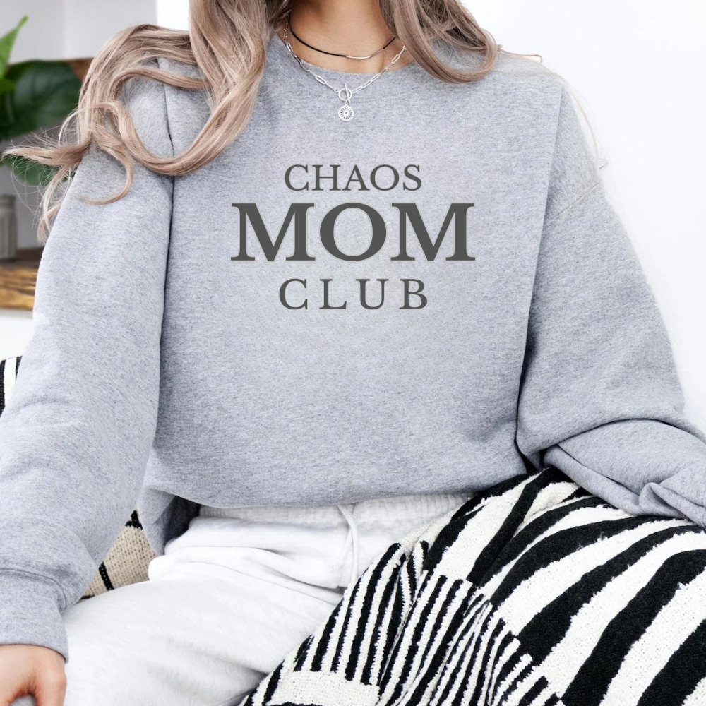 Chaos Mom Club Crewneck Sweatshirt– Cozy Everyday Mom Life Crewneck
