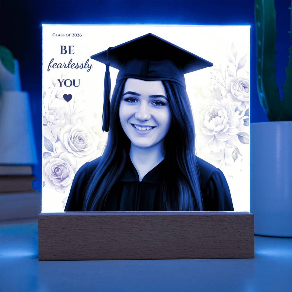 Custom Graduation Photo Plaque, Personalized Grad Gift 2026, LED Acrylic Plaque, Daughter Graduation Gift, Floral or Gold Style Keepsake