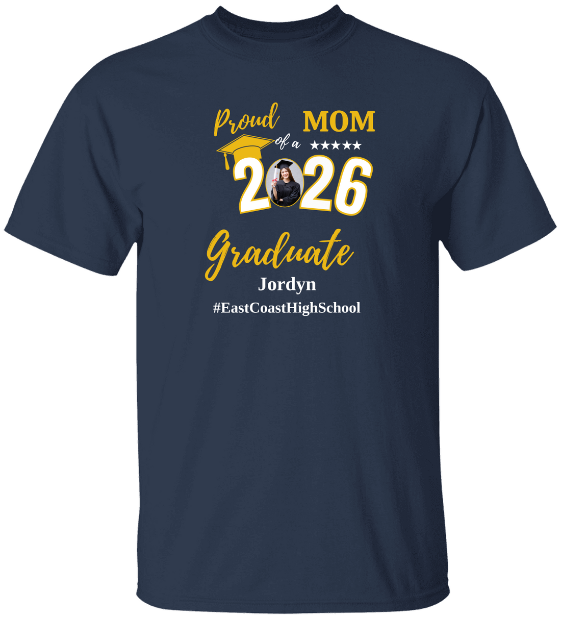 Proud Mom of a 2026 Graduate Shirt, Personalized Graduation Mom/Dad T-Shirt with Photo, Senior Mom/Dad Gift, Custom Graduate Name School Shirt