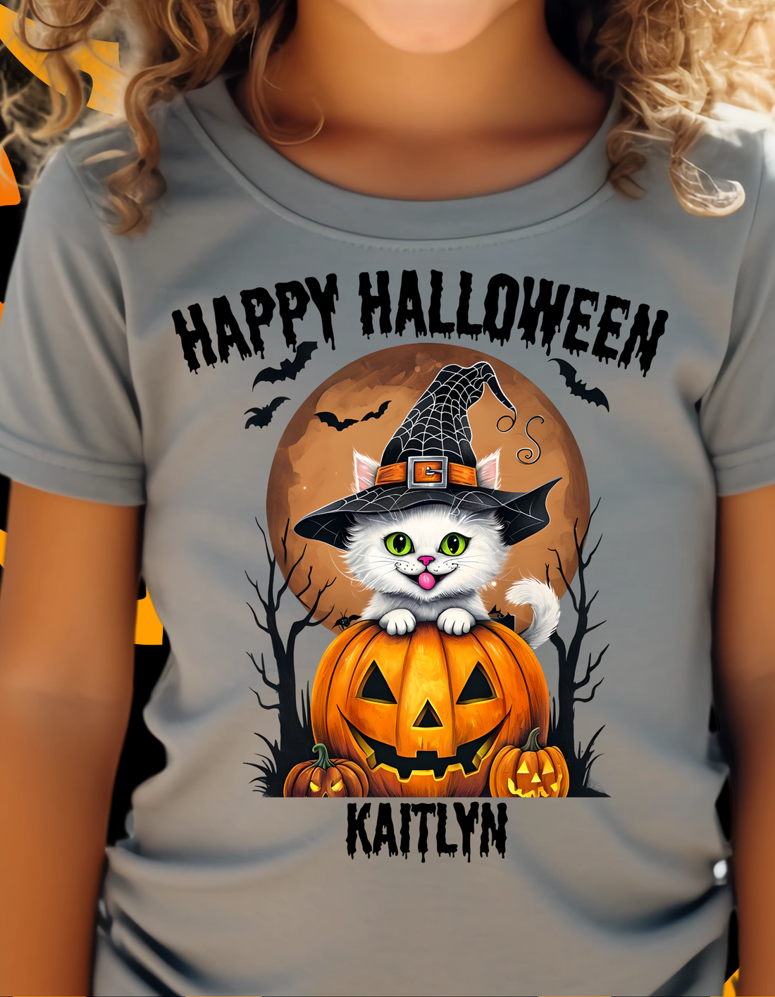 Personalized "Happy Halloween" Kids Tee & Tote Bag