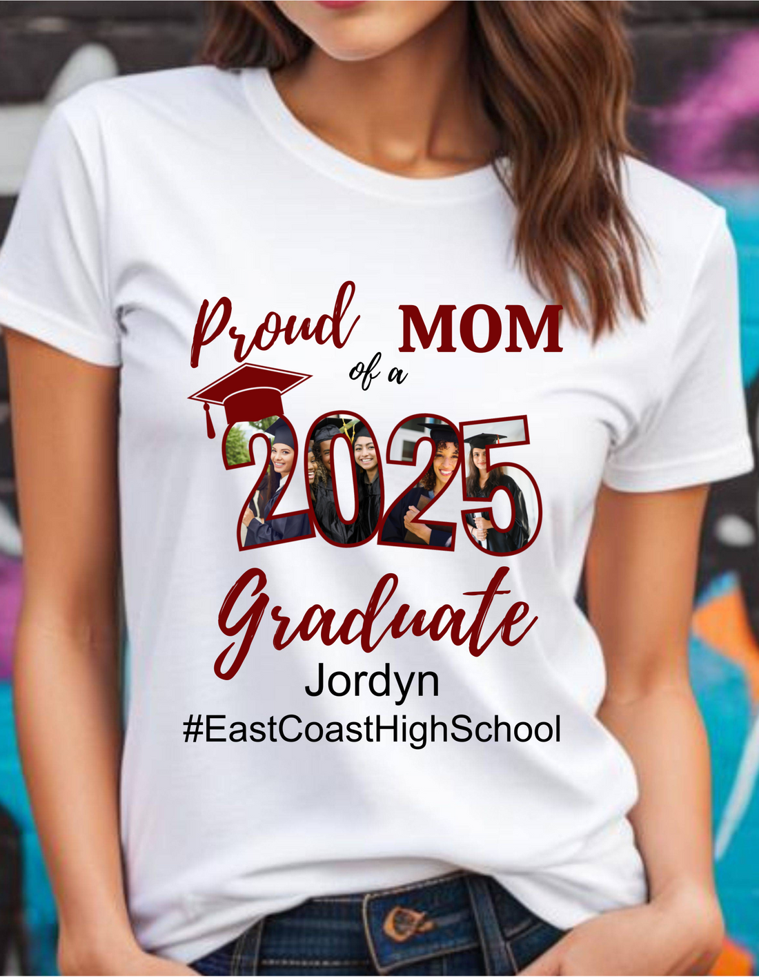 Proud Family T-Shirt, Personalized 2025 Grad Tees, 2025 Graduate Custom Photo Graduate Tee