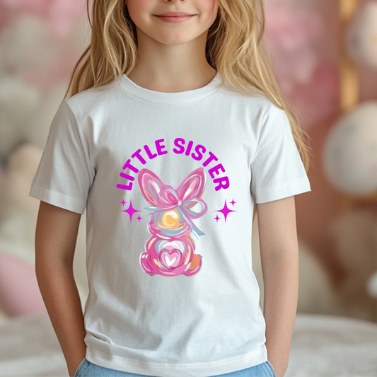 Brushstroke Bunny Easter Shirt, Girls Easter Shirt, Coquette Bow T-shirt, Pink Bunny Easter Shirt, Retro Easter Shirt