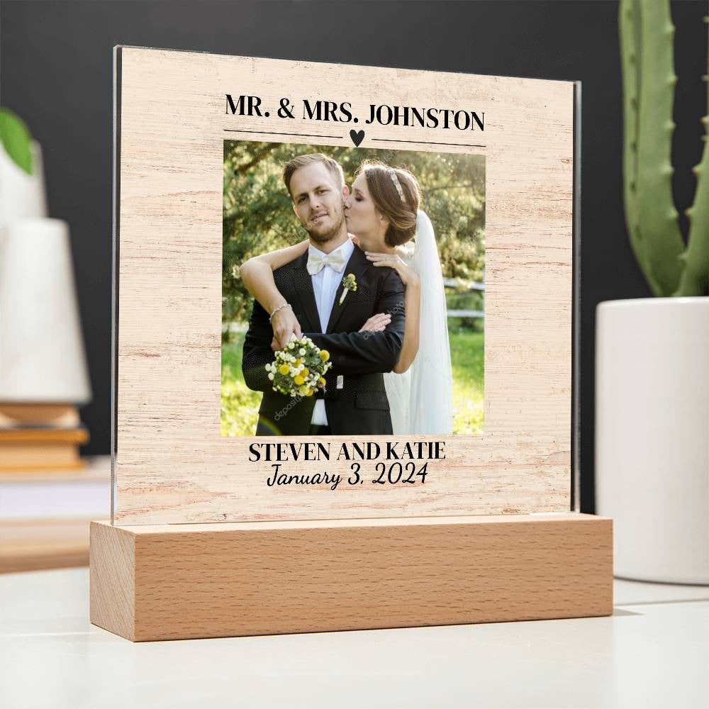 Personalized Wedding Photo Frame| Acrylic Square Plaque
