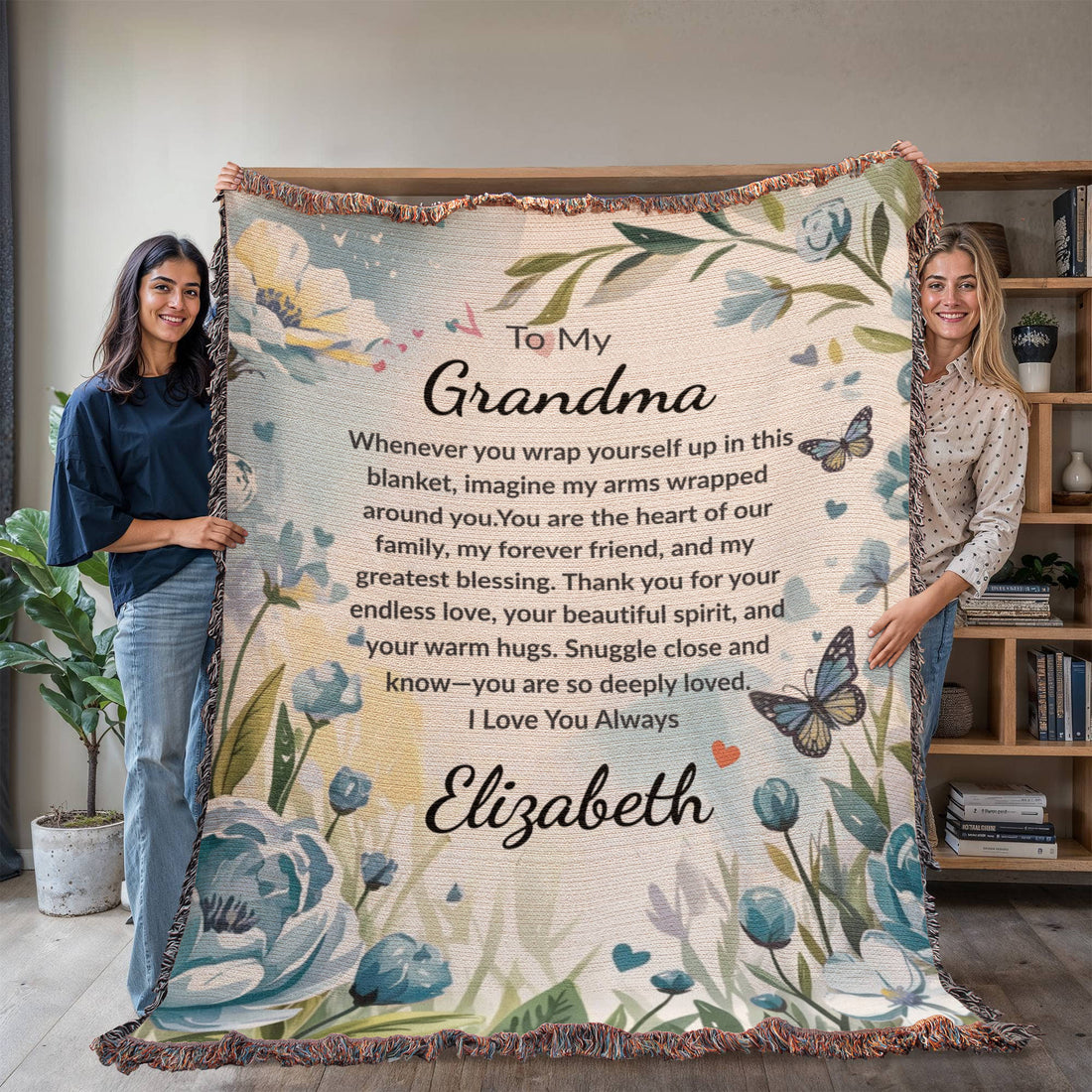 “To My Mom” Custom Name Blanket – Sentimental Gift from Daughter or Son – Floral Keepsake Throw