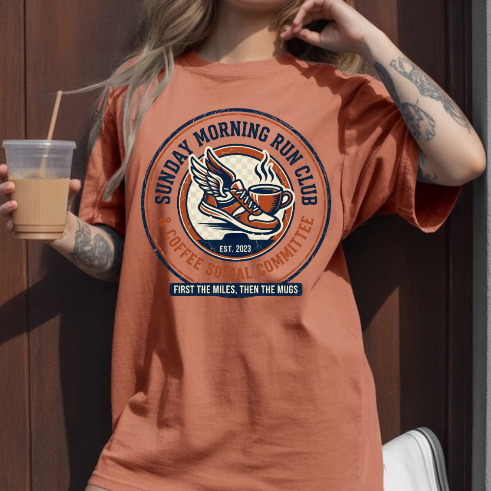 Personalized Sunday Morning Run Club T-Shirt | Custom Running Club Year | Comfort Colors | Coffee Runner Shirt | Running Group Gift