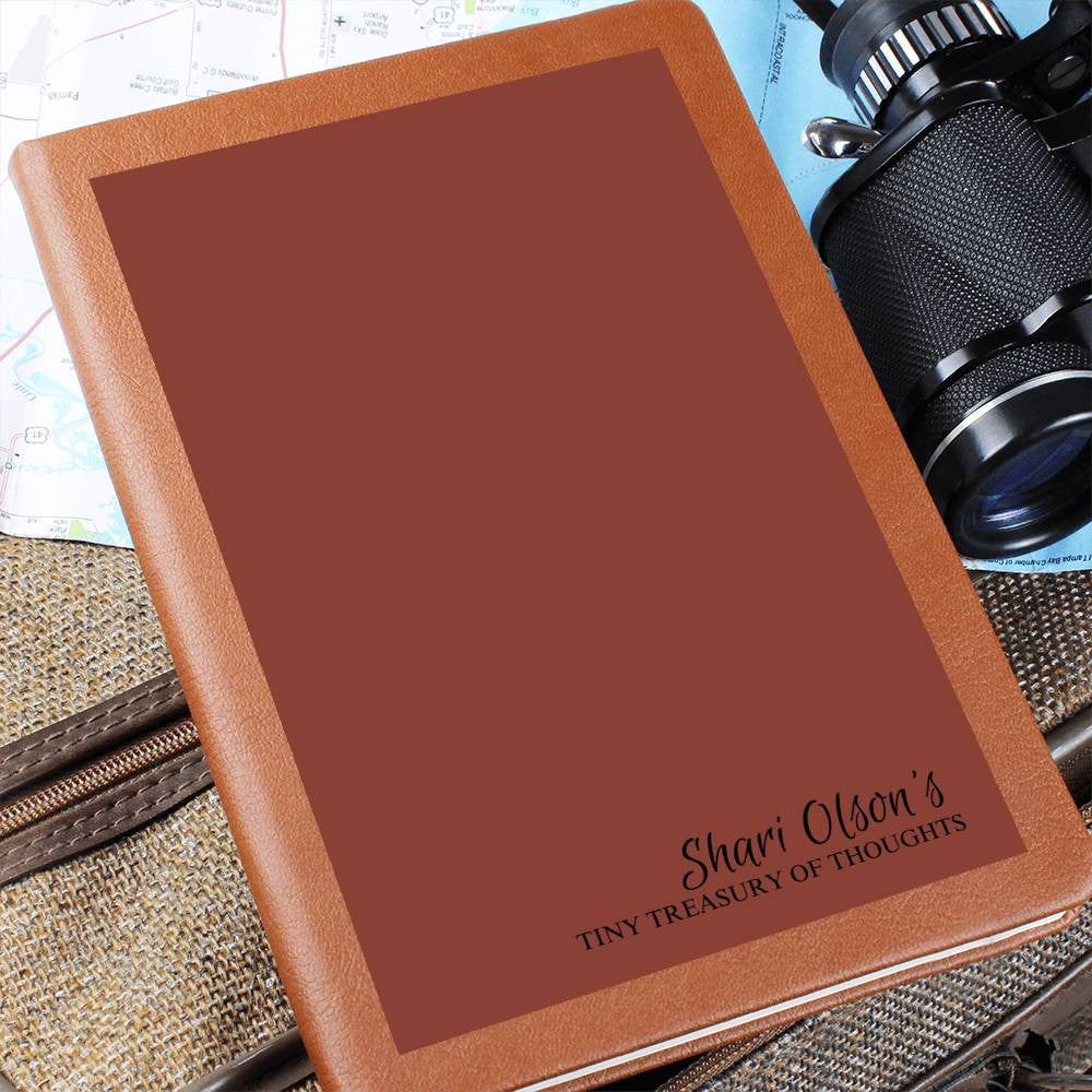 Personalize Graphic Leather Journal "Tiny Treasury of Thoughts" Gift for Mentor | Gift for Friend |Xmas Gift