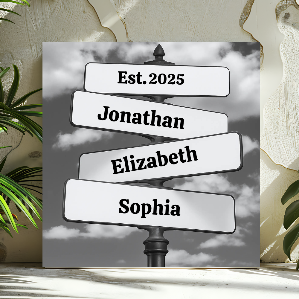Personalized Vintage Intersection Street Sign with Names Dates Canvas