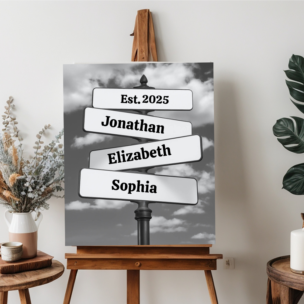 Personalized Vintage Intersection Street Sign with Names Dates Canvas