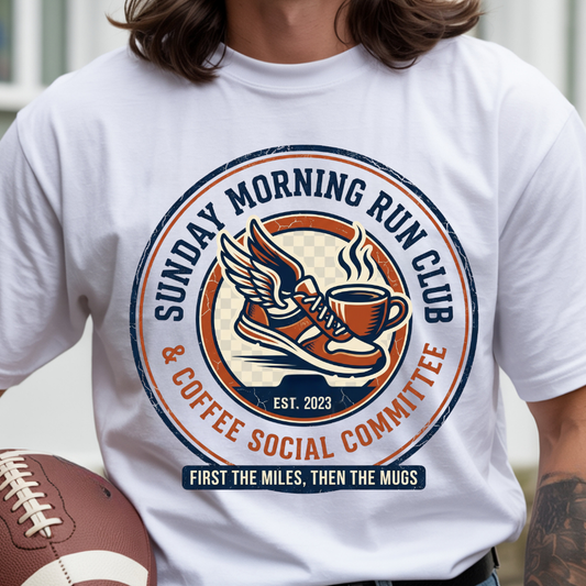 Personalized Sunday Morning Run Club T-Shirt | Custom Running Club Year | Comfort Colors | Coffee Runner Shirt | Running Group Gift