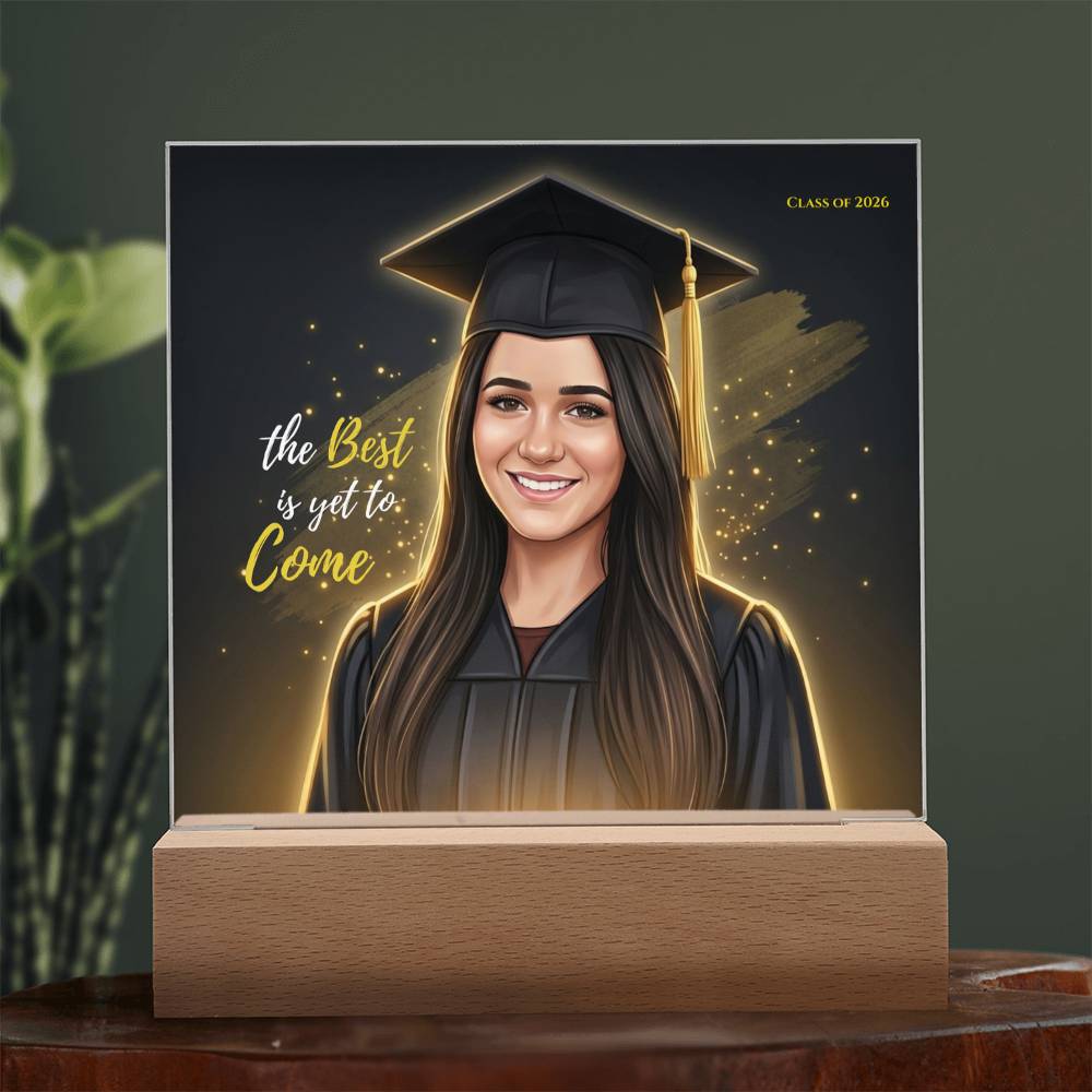 Custom Graduation Photo Plaque, Personalized Grad Gift 2026, LED Acrylic Plaque, Daughter Graduation Gift, Floral or Gold Style Keepsake