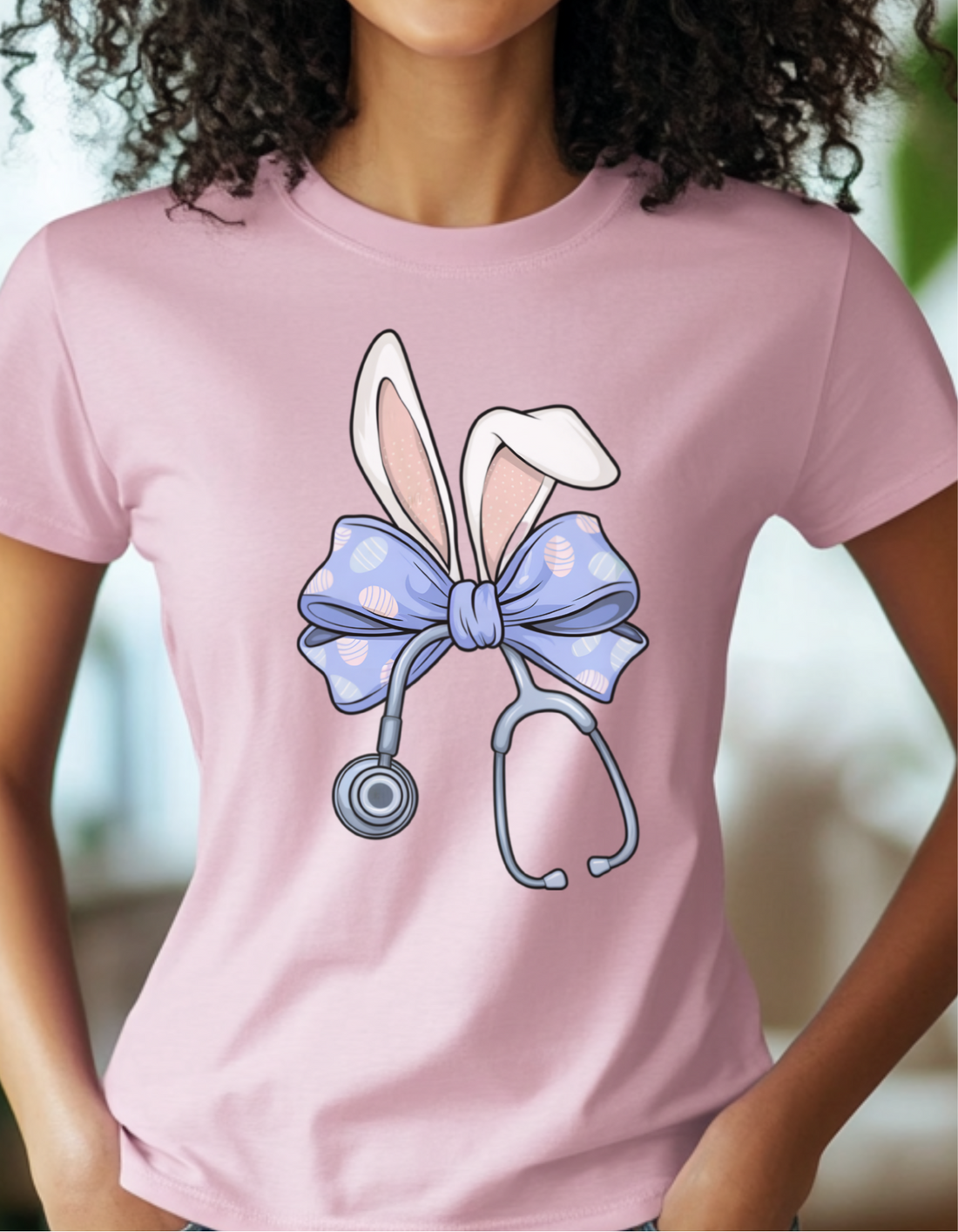 Easter Bunny Nurse Shirt, Cute Medical Tee, Bunny Ears Graphic, Spring Nurse Gift, Easter Bow Stethoscope, Bunny Ears Top, Unique Nurse Apparel