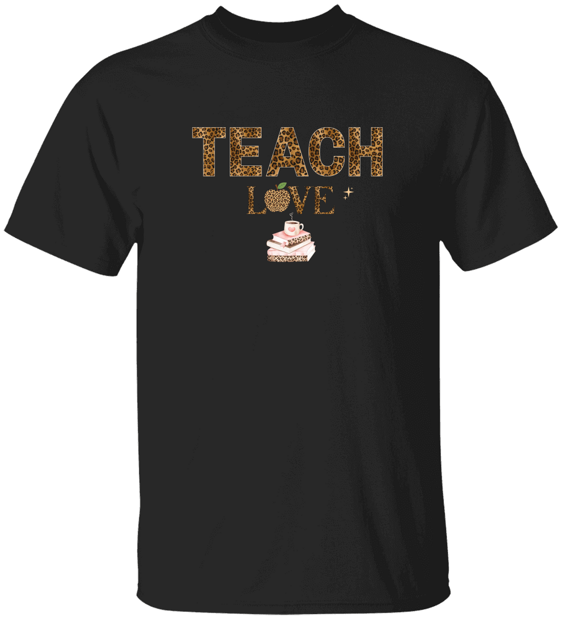 Teach Love Leopard Print Teacher Shirt – Cute Teacher Appreciation T-Shirt, Classroom Gift for Teachers, Back to School Teacher Tee