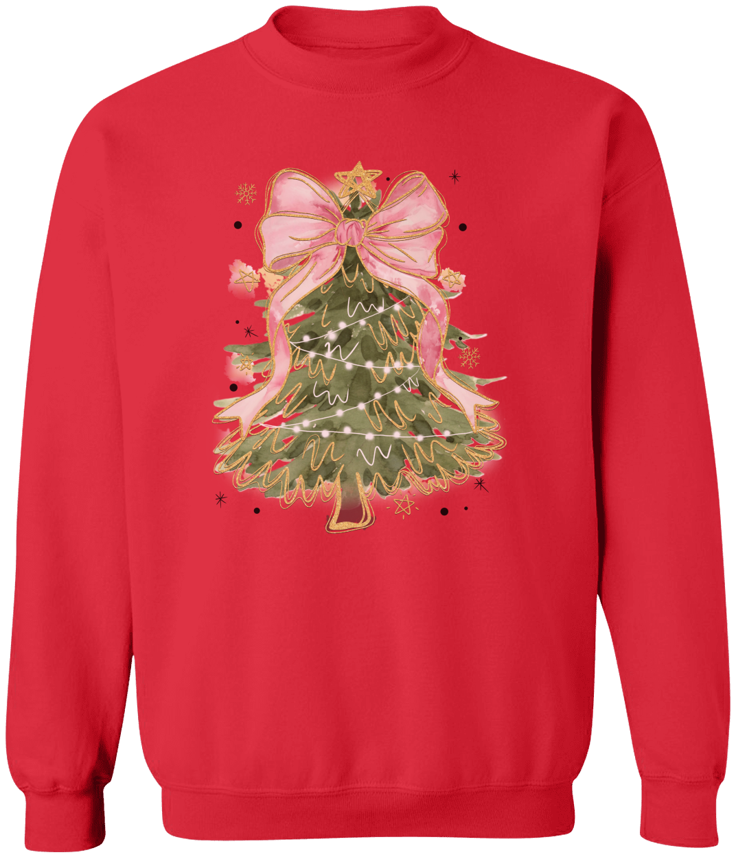 Christmas Tree Bow Shirt, Christmas Coquette Pullover Sweatshirt