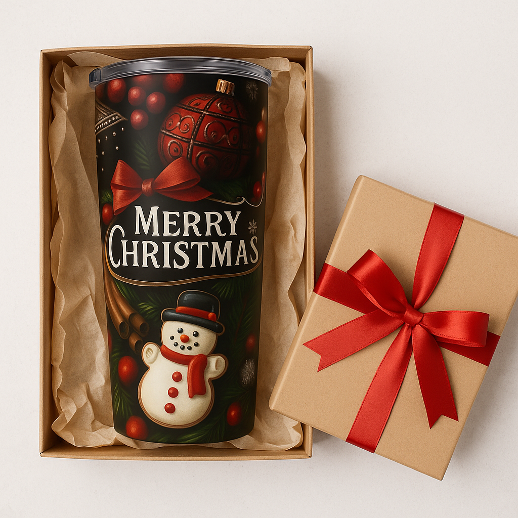 Christmas Tumbler, Merry Christmas Travel Mug, Holiday Gift, Insulated Coffee Cup, Snowman Mug, Christmas Ornament, Xmas Present