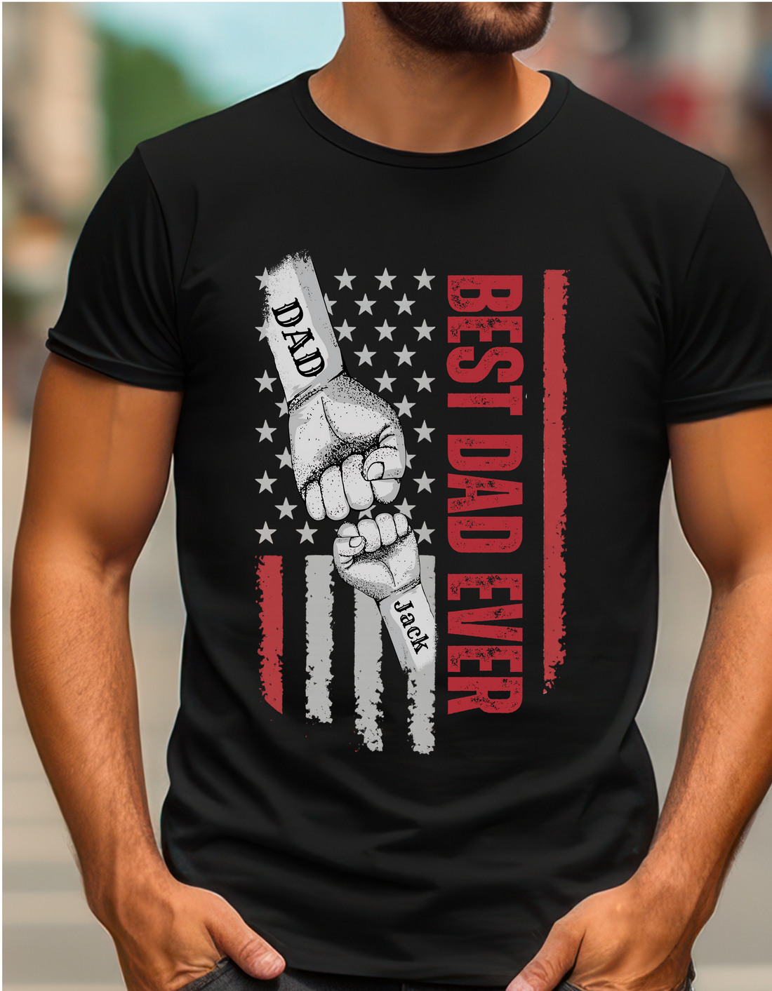 Personalized Best Dad Ever Raised Fist Bump Shirt!