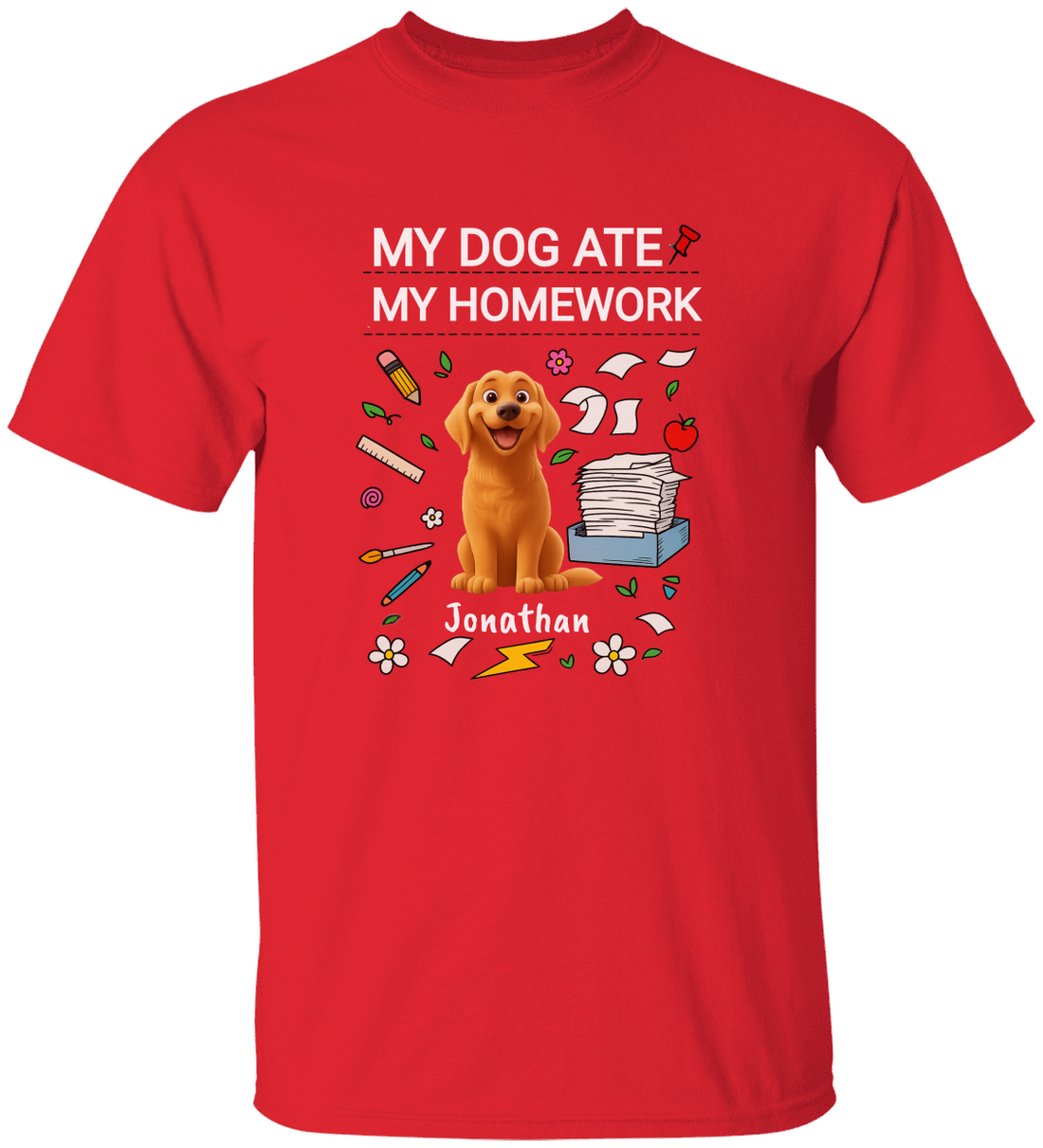 Personalized Kids Cotton Tee with Funny Dog Design