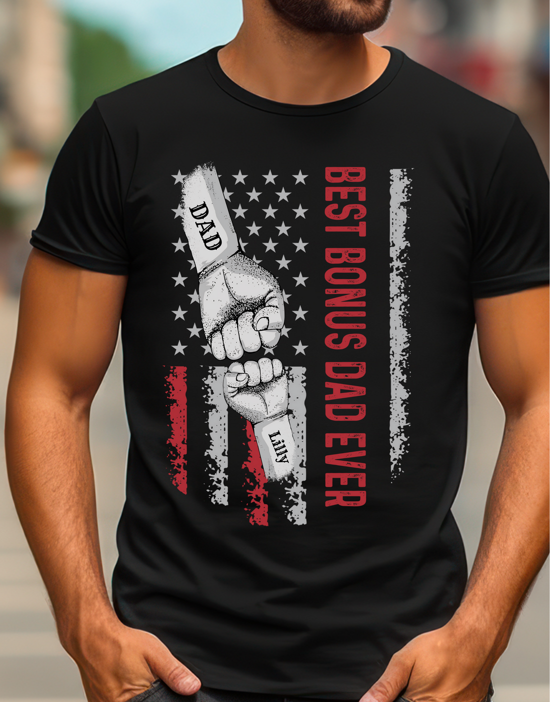 Personalized Best Bonus Dad Raised Fist Bump Shirt!
