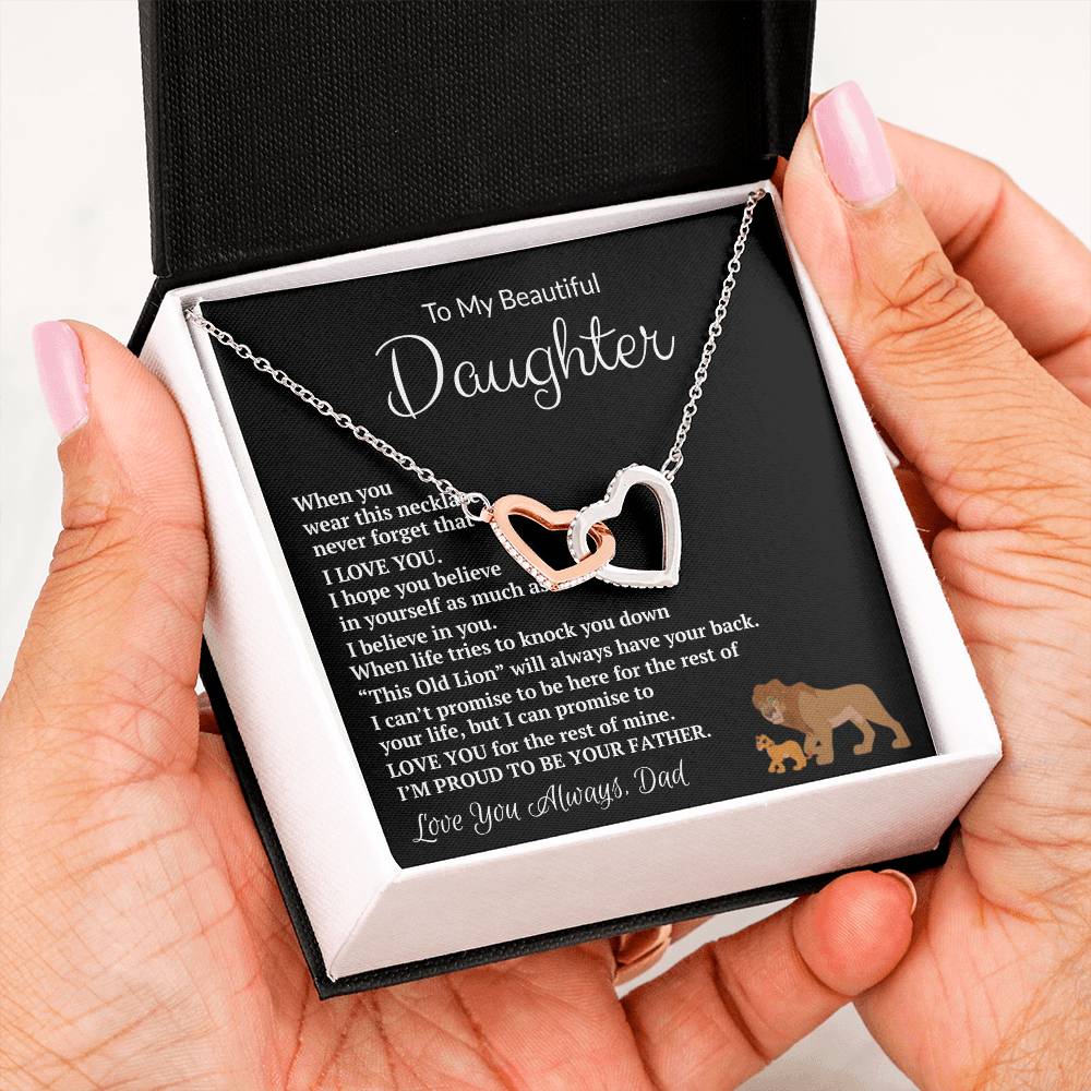 Interlocking Hearts Necklace Gift for Daughter, Heart Pendant Necklace