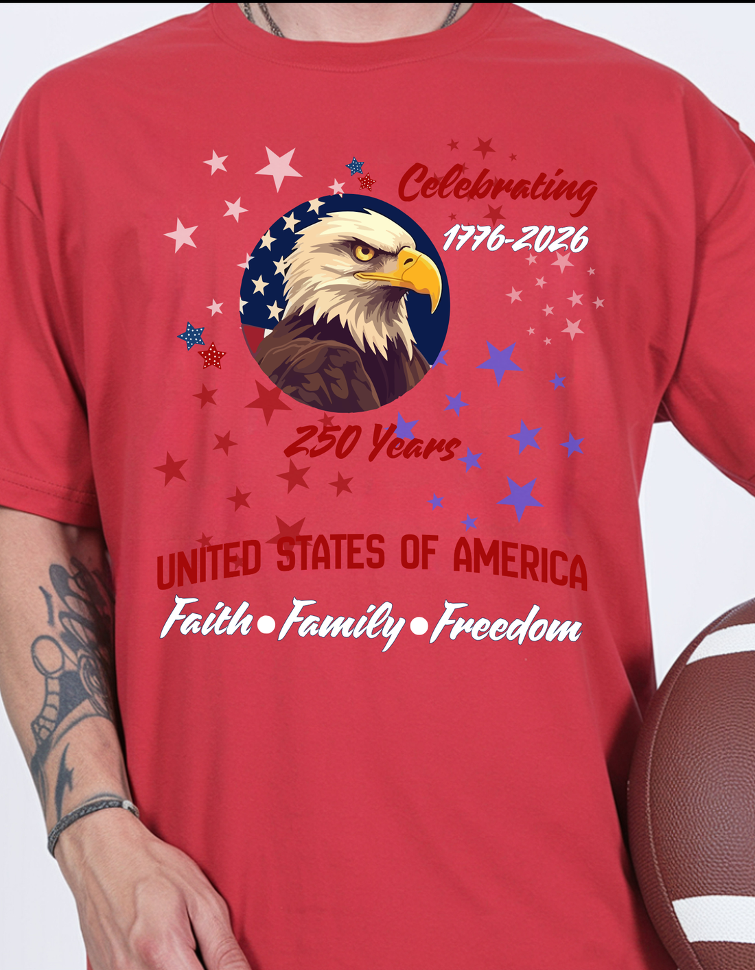 America 250 Shirt 1776-2026 | Patriotic Eagle T-Shirt | United States of America Tee | Faith Family Freedom Shirt | July 4th Celebration