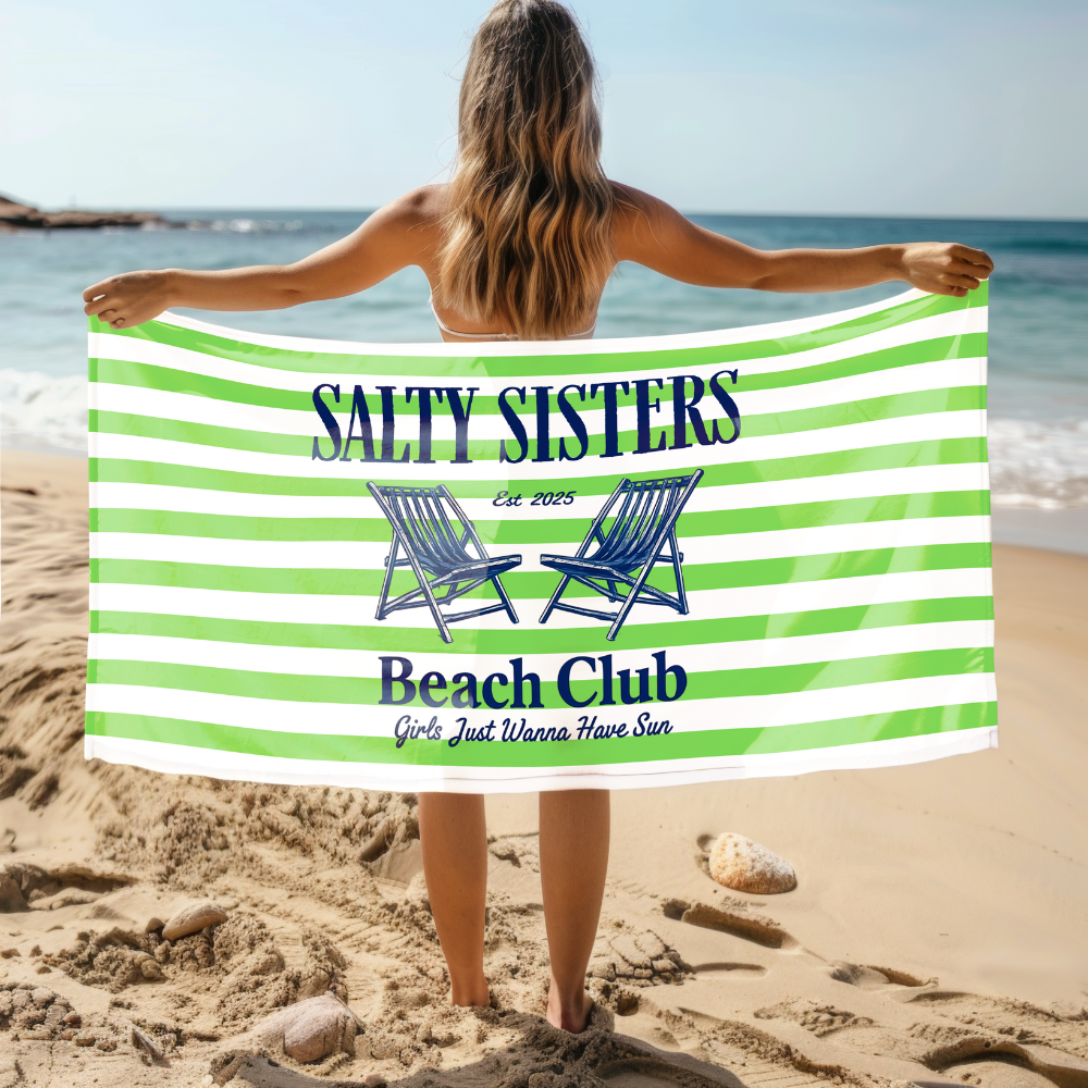 Personalized Salty Sisters, Salty Moms, Salty Girls Beach Vacation Towel, Summer Beach Lover- 35x70