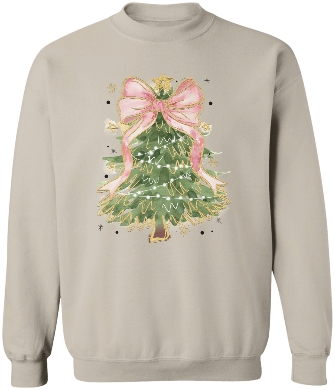 Christmas Tree Bow Shirt, Christmas Coquette Pullover Sweatshirt