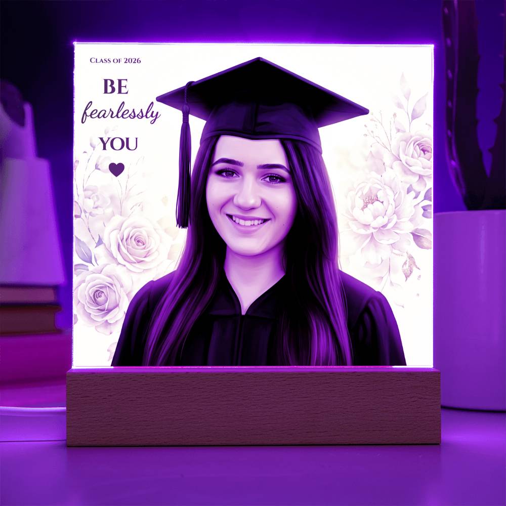 Custom Graduation Photo Plaque, Personalized Grad Gift 2026, LED Acrylic Plaque, Daughter Graduation Gift, Floral or Gold Style Keepsake