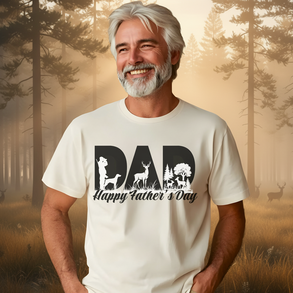Hunting Dad T-Shirt – Happy Father’s Day Deer Hunter Shirt | Gift for Dad, Grandpa | Outdoors & Hunting Lover Tee