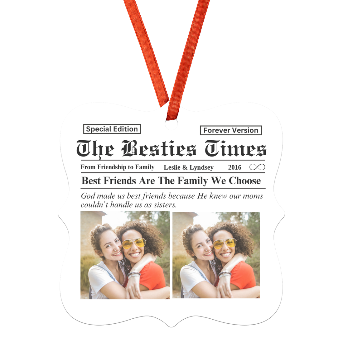 Personalized Besties Times "Best Friends" Christmas Ornament