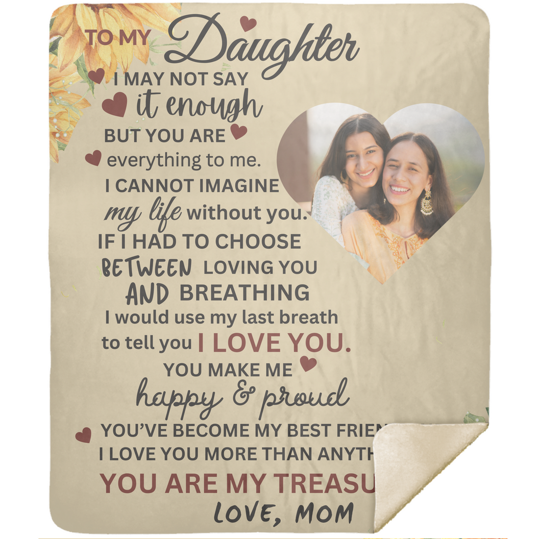 Personalized To My Daughter "You are my Treasure" Custom Photo Premium Sherpa Blanket