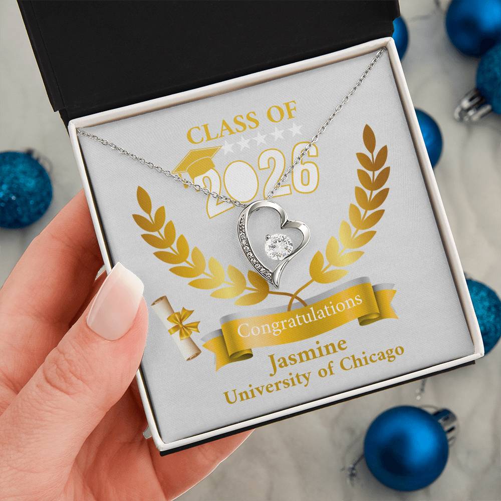 Personalized Graduation Necklace Gift for Her, Class of 2026 Senior Gift, Congrats Graduate Keepsake Necklace