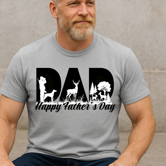Hunting Dad T-Shirt – Happy Father’s Day Deer Hunter Shirt | Gift for Dad, Grandpa | Outdoors & Hunting Lover Tee