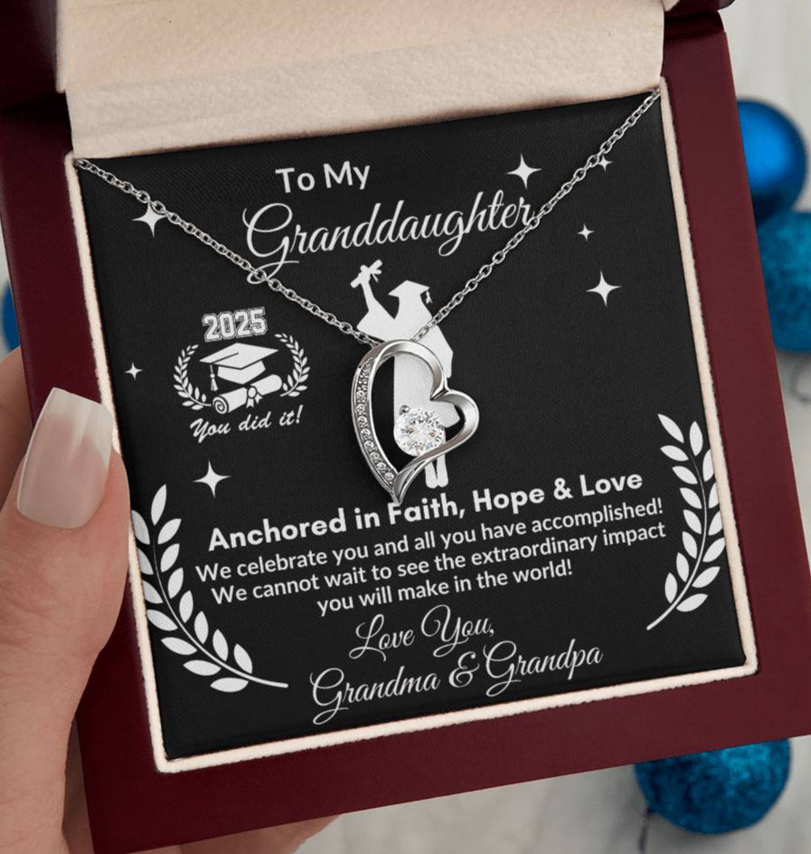 Personalized To My Granddaughter "2025 Graduate" Forever Love Necklace!