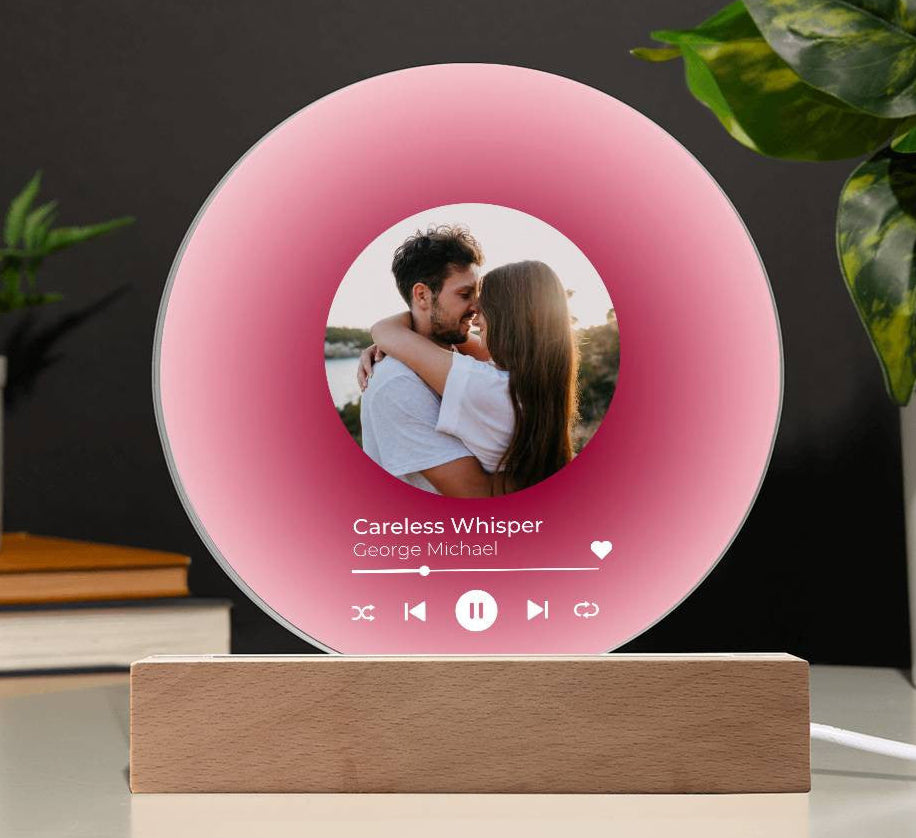 Personalized Acrylic Vinyl Record with Photo and Song Plaque