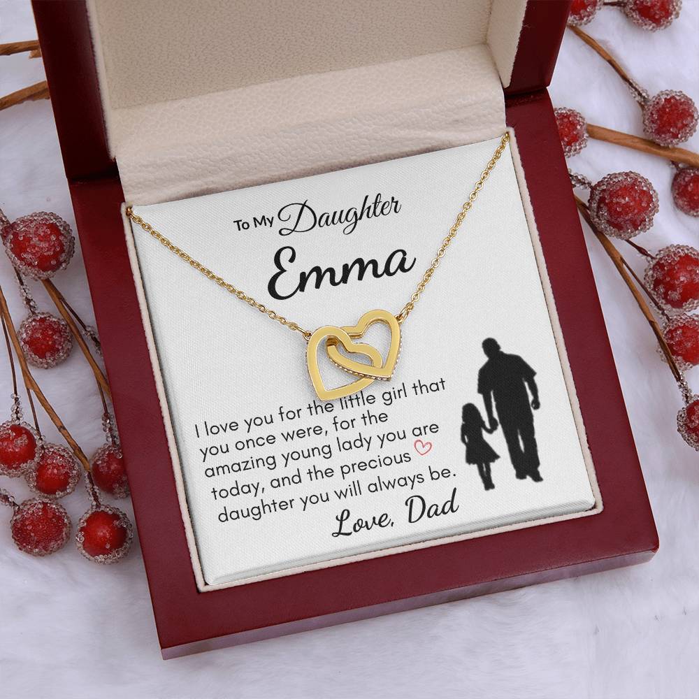 Personalize Hearts Necklace for Daughter, Birthday Gift for Her, Dad to Daughter Jewelry