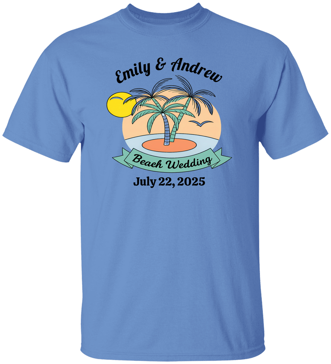 Personalized Beach Wedding Palm Tree Shirt, Custom Bride Groom Name Shirt, Tropical Destination Wedding Tee