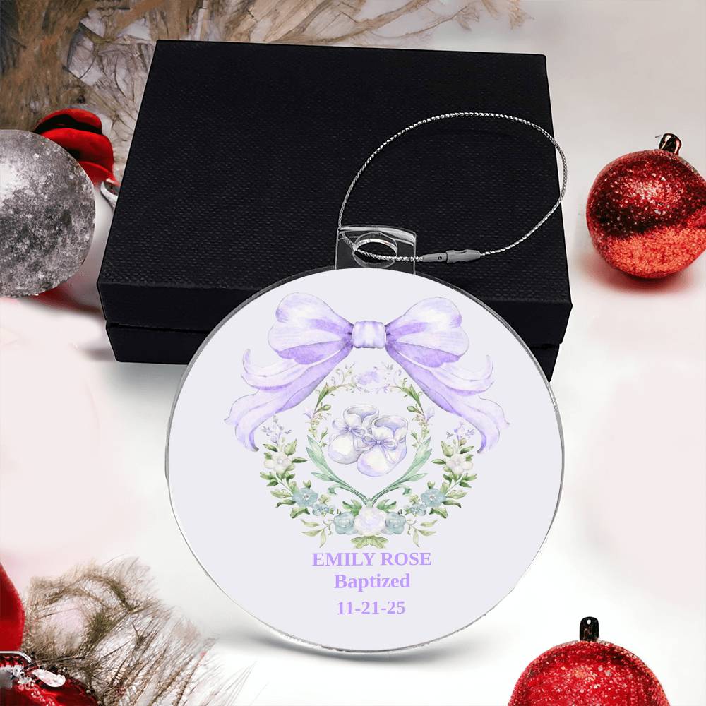 Personalized Acrylic Ornament, Custom Christmas Keepsake, Baptism Gift, Special Occasion Present, Gift for Family