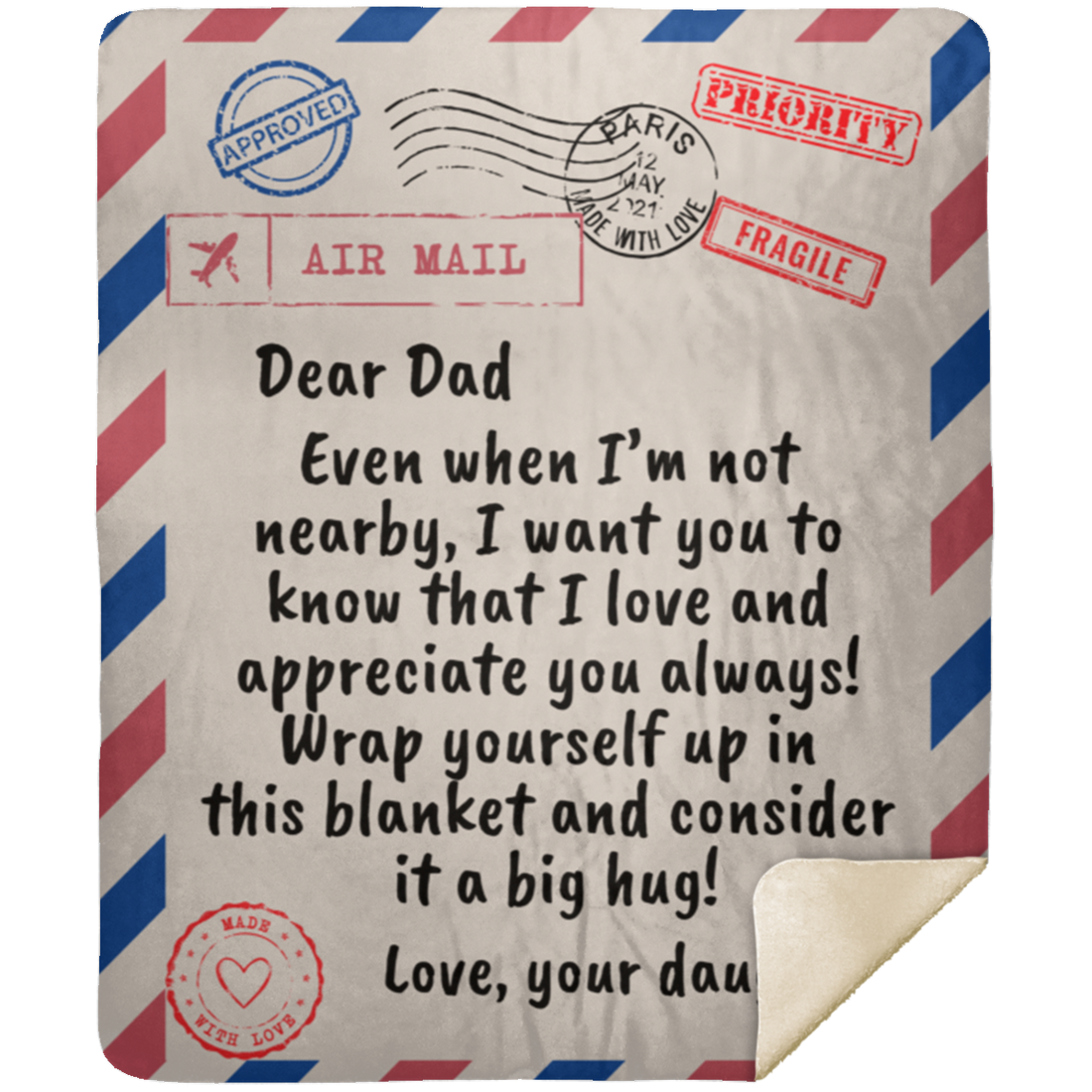 To Dad from Daughter " Wrap yourself Up" Throw Blanket