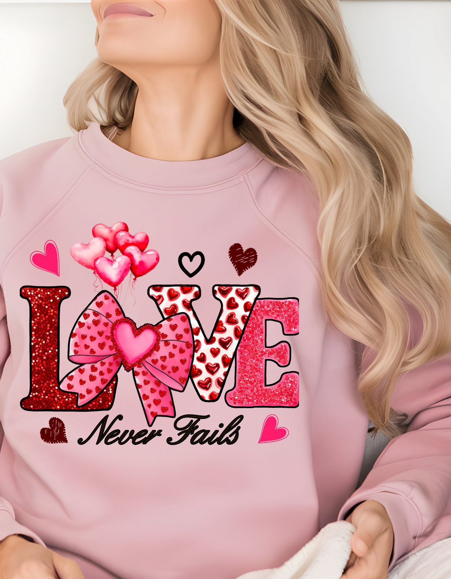 Valentine Day "Love Never Fails" Pullover Sweatshirt!